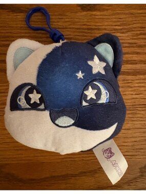 Aphmau MeeMeows Celestial Moon Cat Plush Clip-On Keychain Accessory Blue/White